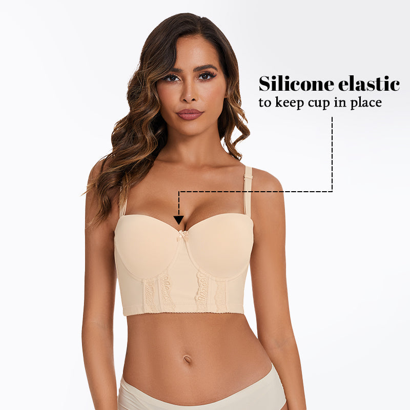 Bra For You®Removable Straps Longline Bustier Bra -Nude