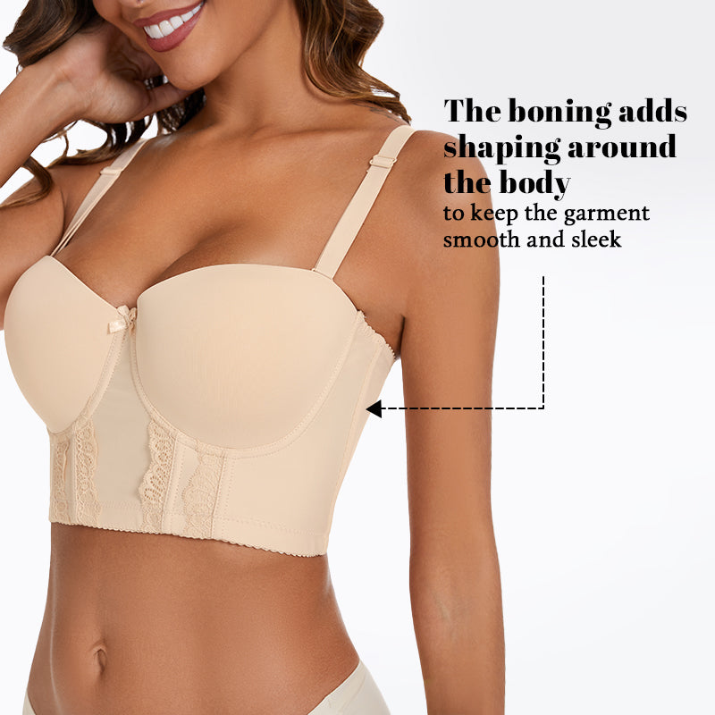 Bra For You®Removable Straps Longline Bustier Bra -Nude