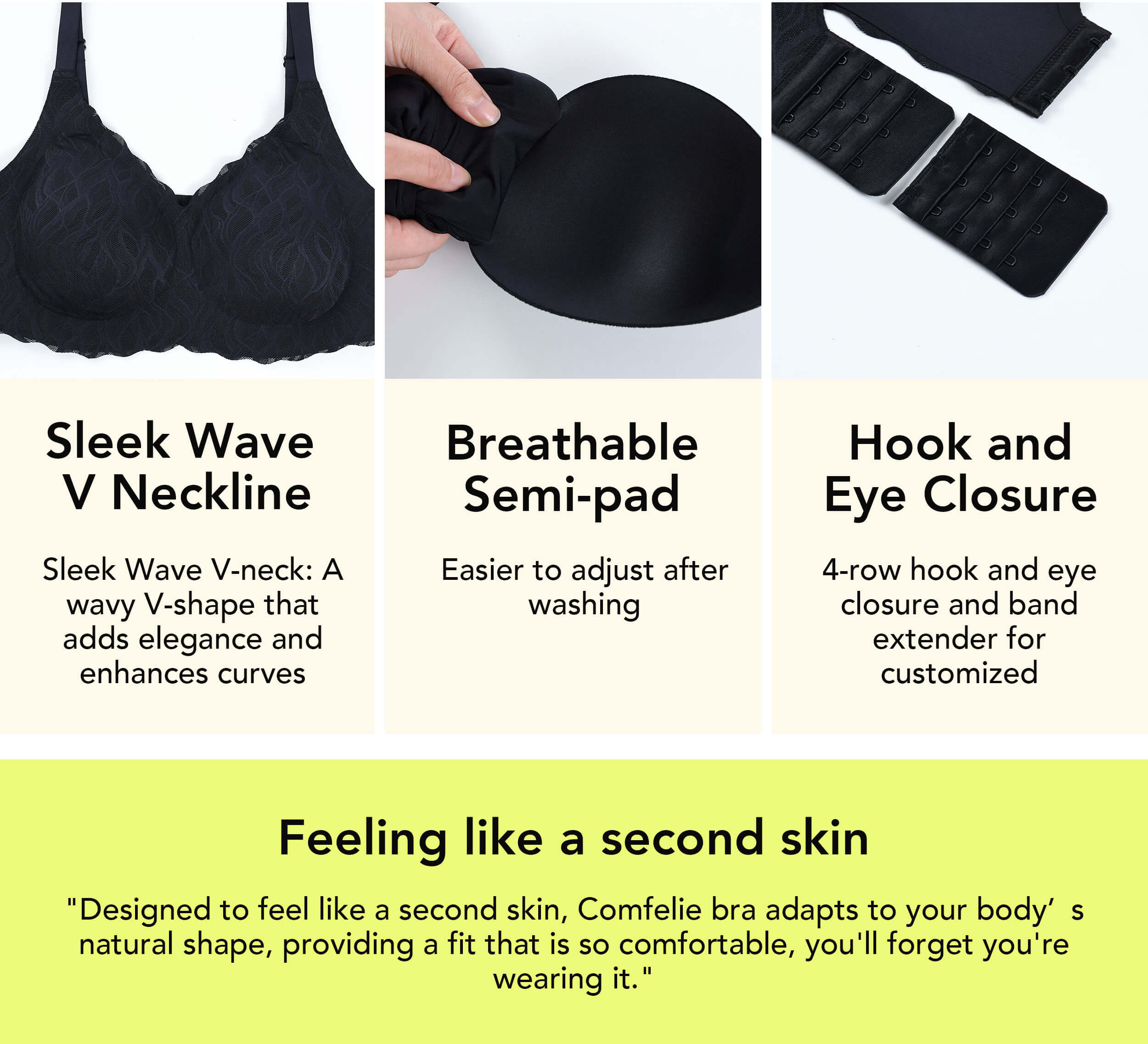 BraForYou® Full-Coverage Back Smoothing Bra-Black+Beige