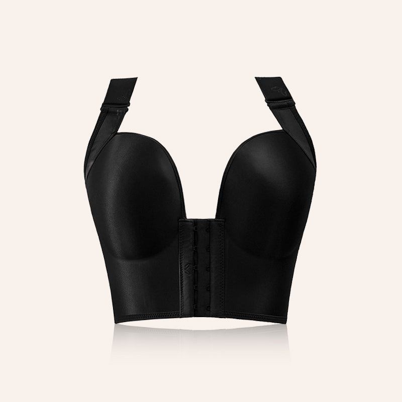 BraForYou® Front Closure Back Smoothing Support Bra-Black