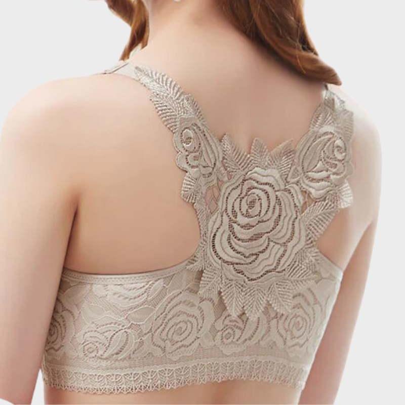 BraForYou® Rose Embroidery Front Closure Bra