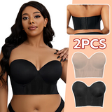 BraForYou® Removable Straps Longline Bustier Bra-Black+Nude