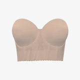 BraForYou® Removable Straps Longline Bustier Bra-Black+Nude