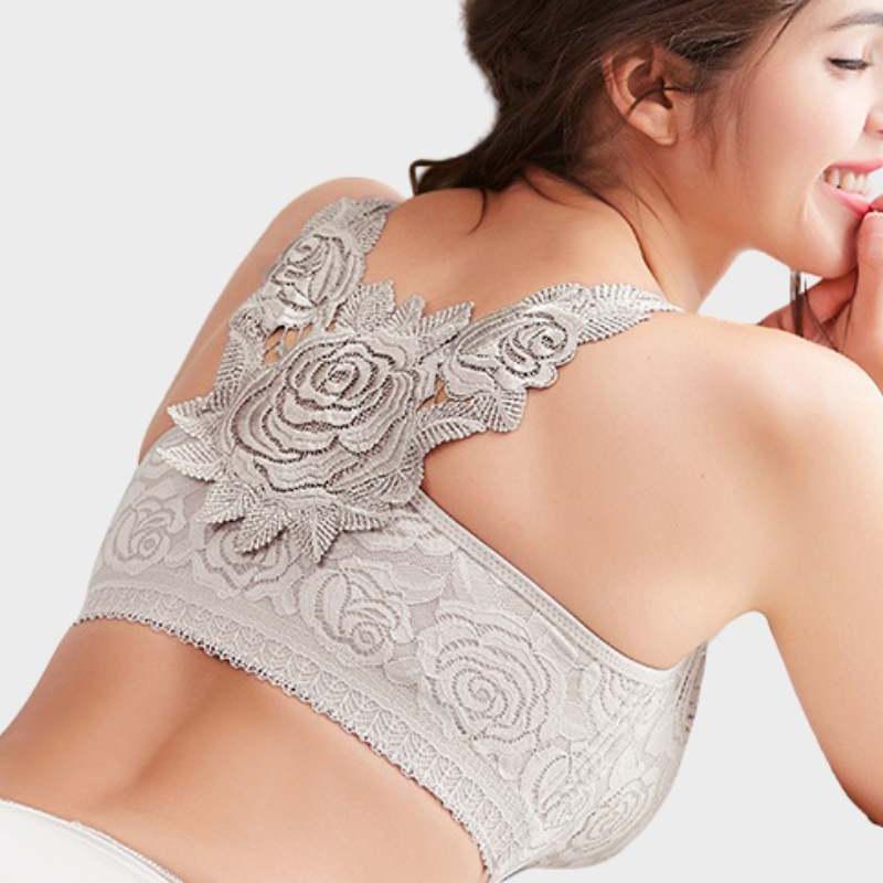 BraForYou® Rose Embroidery Front Closure Bra