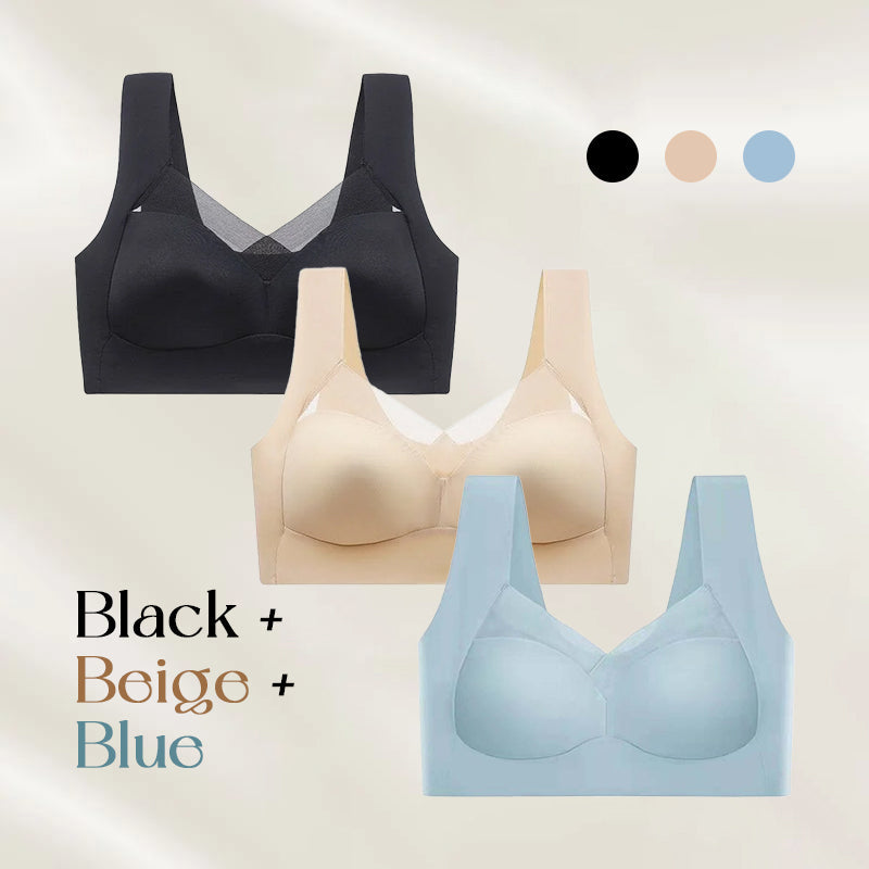 BRA FOR YOU®💗🎗BCRF-WIREFREE COMFORT LIFT PUSH UP MESH LACE BRA-(BUY 1 GET 2 FREE)