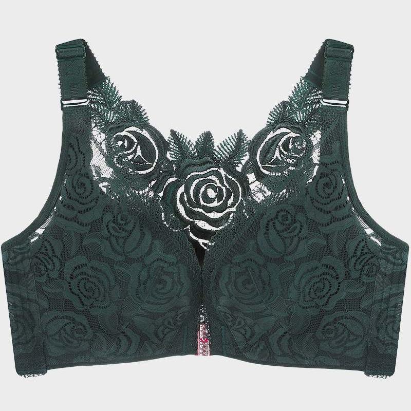 BraForYou® Rose Embroidery Front Closure Bra