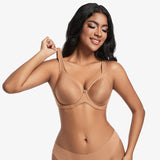 BraForYou® Removable Straps Longline Bustier Bra-Black+Nude