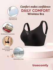 BRA FOR YOU®DAILY COMFORT MESH FULLER COVERAGE SUPPORTIVE WIRELESS  BRA-BLACK