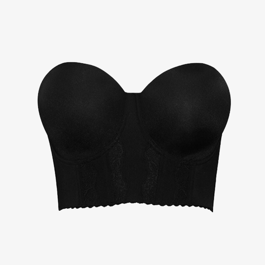 Bra For You®Removable Straps Longline Bustier Bra-Black