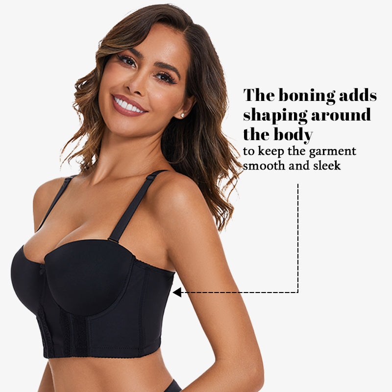 Bra For You®Removable Straps Longline Bustier Bra-Black