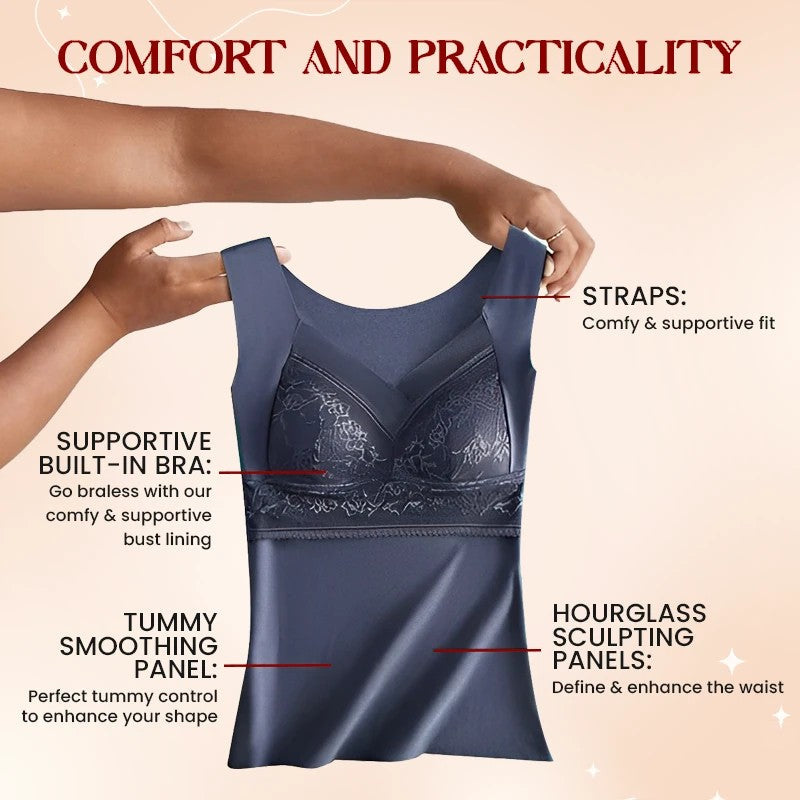 BRA FOR YOU® 🎊 (BUY 1 GET 1 FREE) WOMEN'S 2-IN-1 BUILT-IN BRA THERMAL CAMISOLES -BLACK+PINK