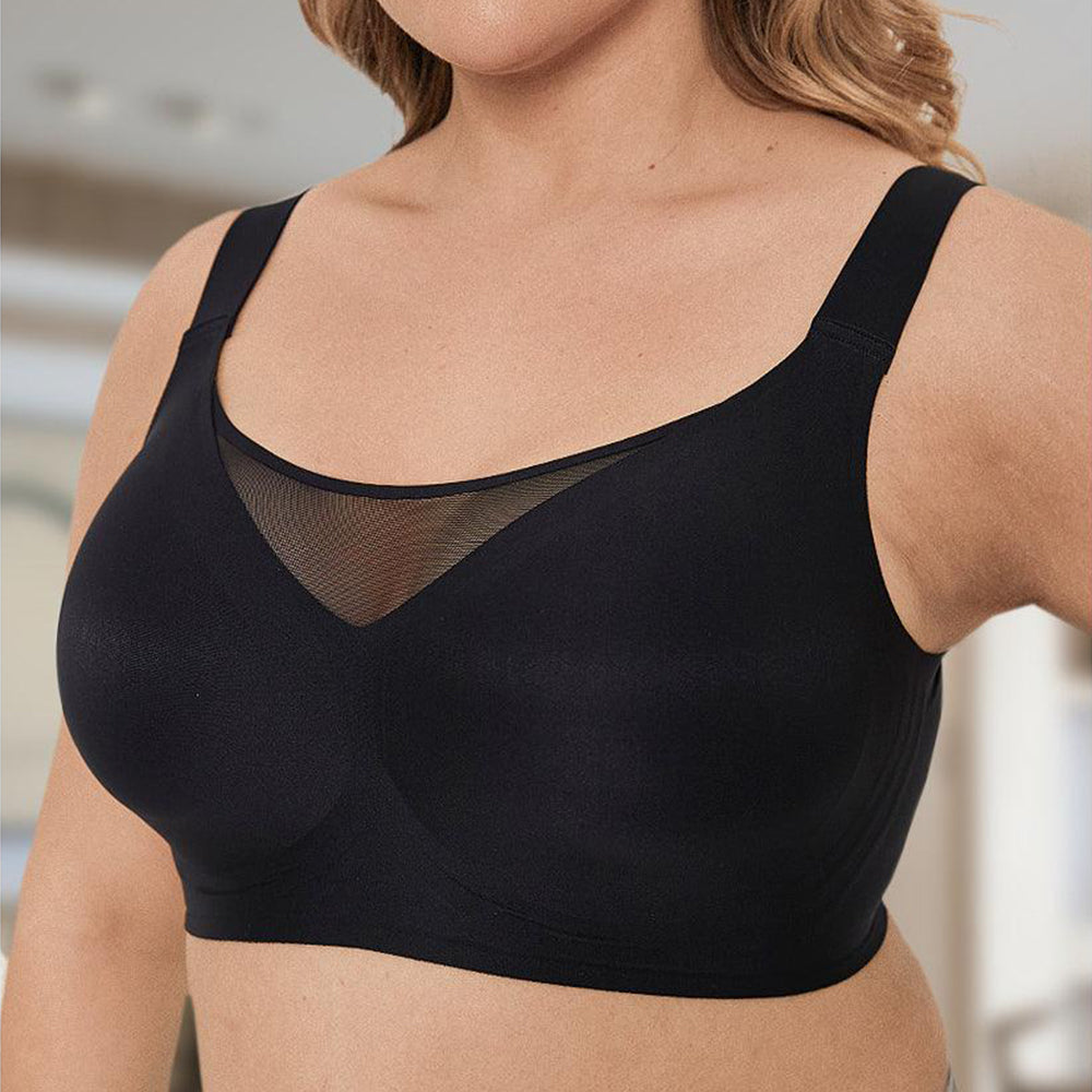 BRA FOR YOU®DAILY COMFORT MESH FULLER COVERAGE SUPPORTIVE WIRELESS  BRA-BLACK