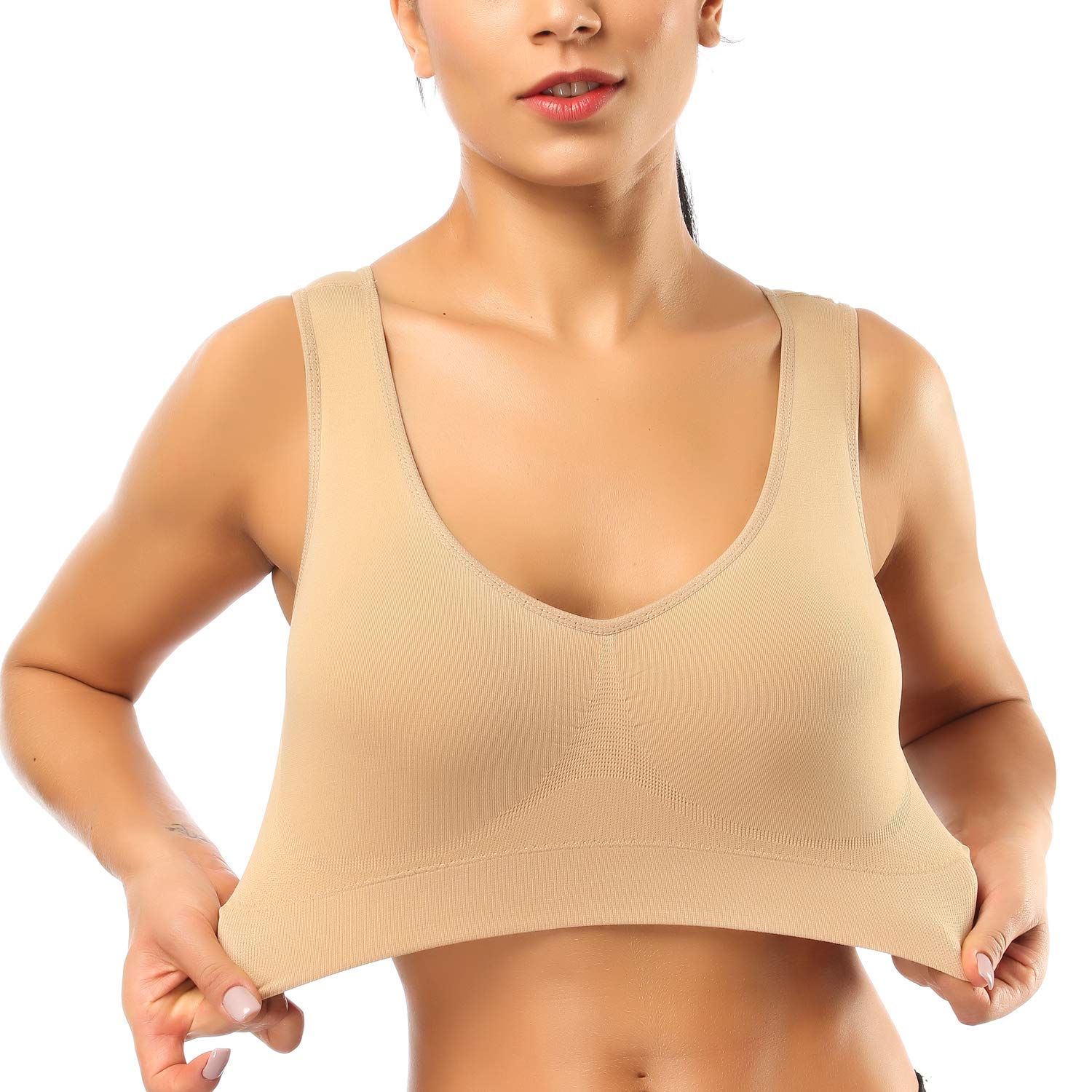 BRA FOR YOU® SEAMLESS WIRELESS BRA COZY PULLOVER COMFORT WIREFREE SPORTS BRA WITH REMOVABLE PADS FOR WOMEN