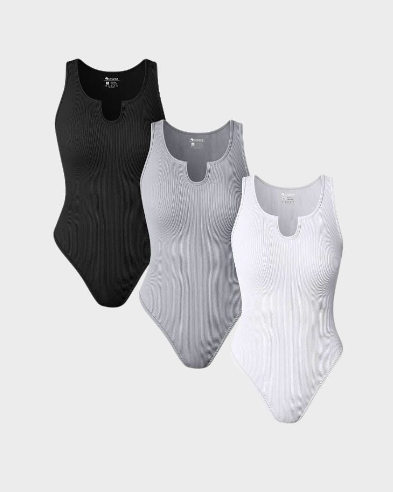 BRA FOR YOU®RIBBED ONE PIECE SLEEVELESS TANK TOPS BODYSUITS