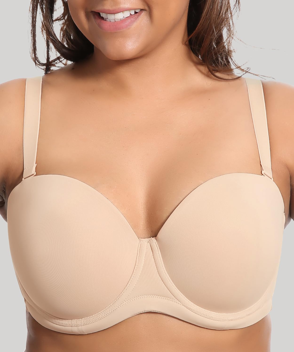 Women's Underwire Contour Multiway Full Coverage Strapless Bra Plus Size