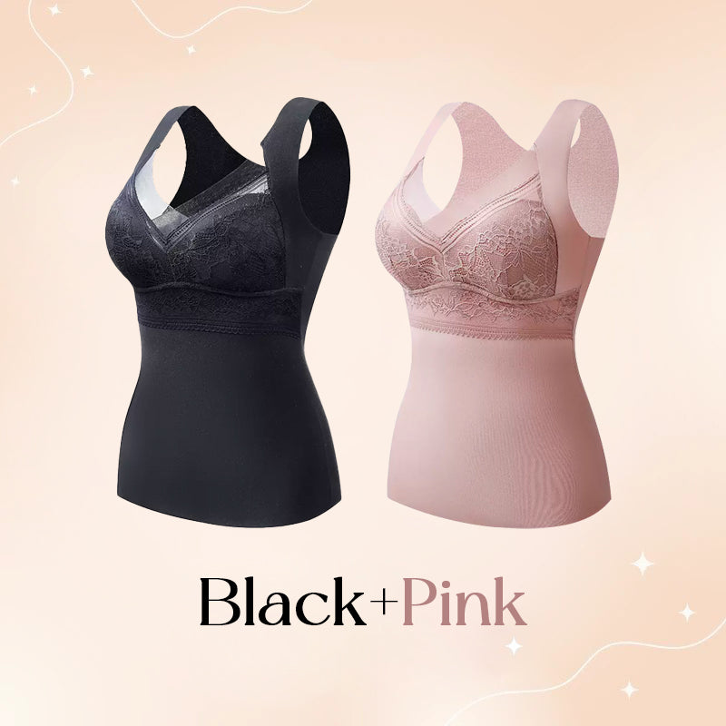 BRA FOR YOU® 🎊 (BUY 1 GET 1 FREE) WOMEN'S 2-IN-1 BUILT-IN BRA THERMAL CAMISOLES -BLACK+PINK