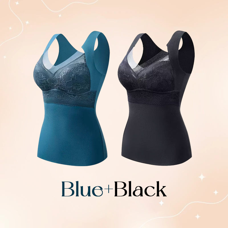 BRA FOR YOU® 🎊(BUY 1 GET 1 FREE) WOMEN'S 2-IN-1 BUILT-IN BRA THERMAL CAMISOLES-BLUE+BLACK