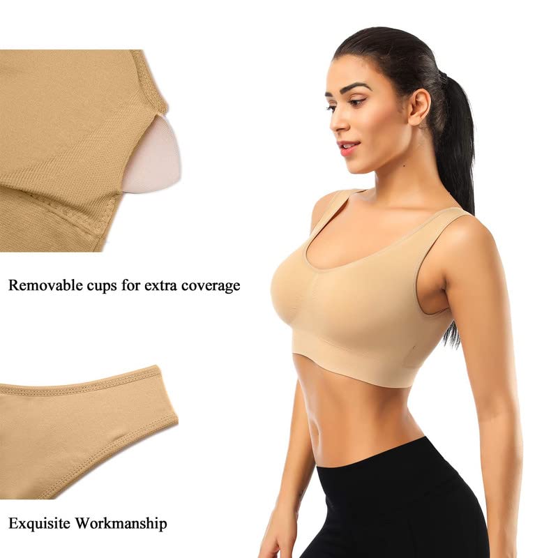 BRA FOR YOU® SEAMLESS WIRELESS BRA COZY PULLOVER COMFORT WIREFREE SPORTS BRA WITH REMOVABLE PADS FOR WOMEN