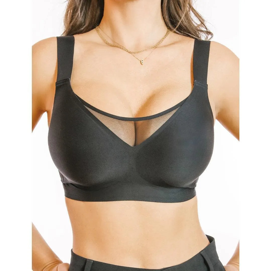 BRA FOR YOU®DAILY COMFORT MESH FULLER COVERAGE SUPPORTIVE WIRELESS  BRA-BLACK