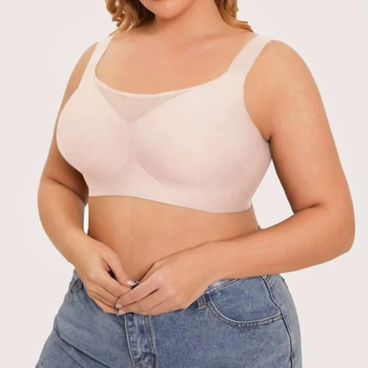 BRA FOR YOU®DAILY COMFORT MESH FULLER COVERAGE SUPPORTIVE WIRELESS  BRA-BEIGE