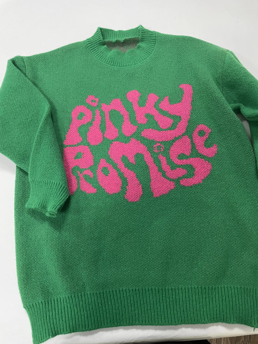 GREEN PINKY PROMISE SWEATER