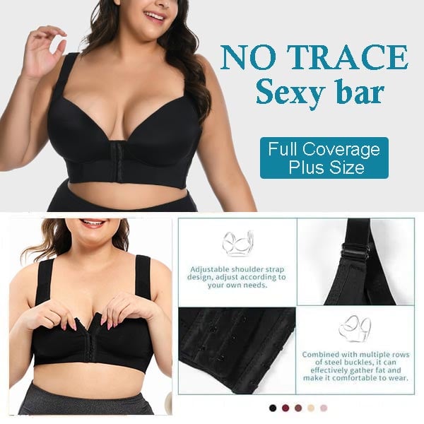 Bra For You® Front Closure Back Smoothing Support Bra-Black(2 Pcs)