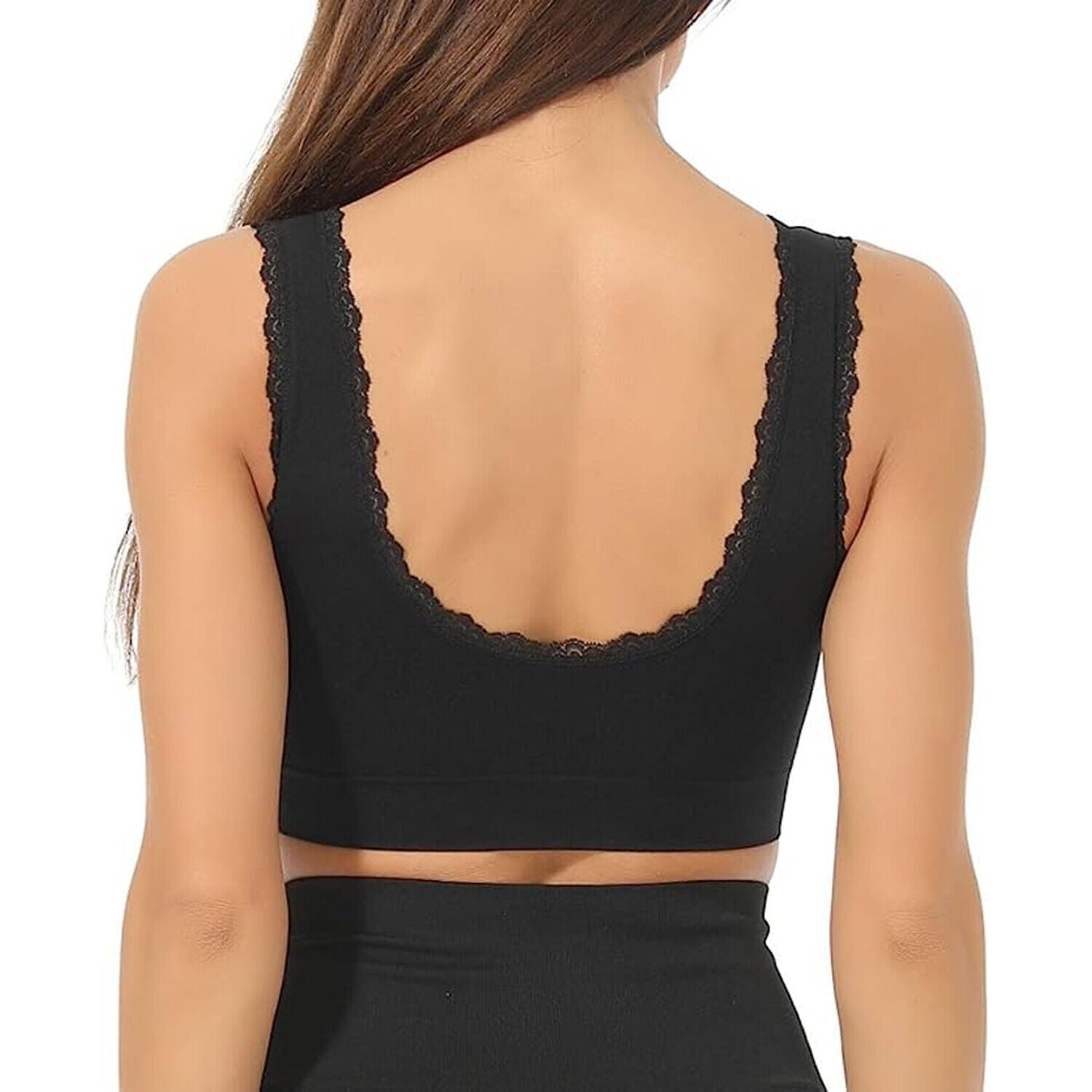 BRA FOR YOU®COMFY CORSET ADJUSTABLE BRA FRONT CROSS SIDE BUCKLE LACE BRAS-(BUY ONE GET TWO FREE)-BLACK