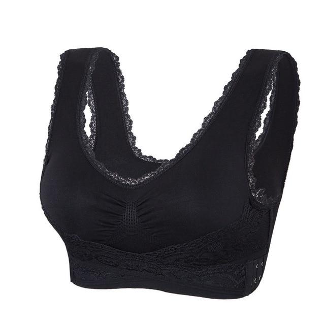 Bra For You® Comfy Corset Adjustable Bra Front Lace Bras-Black