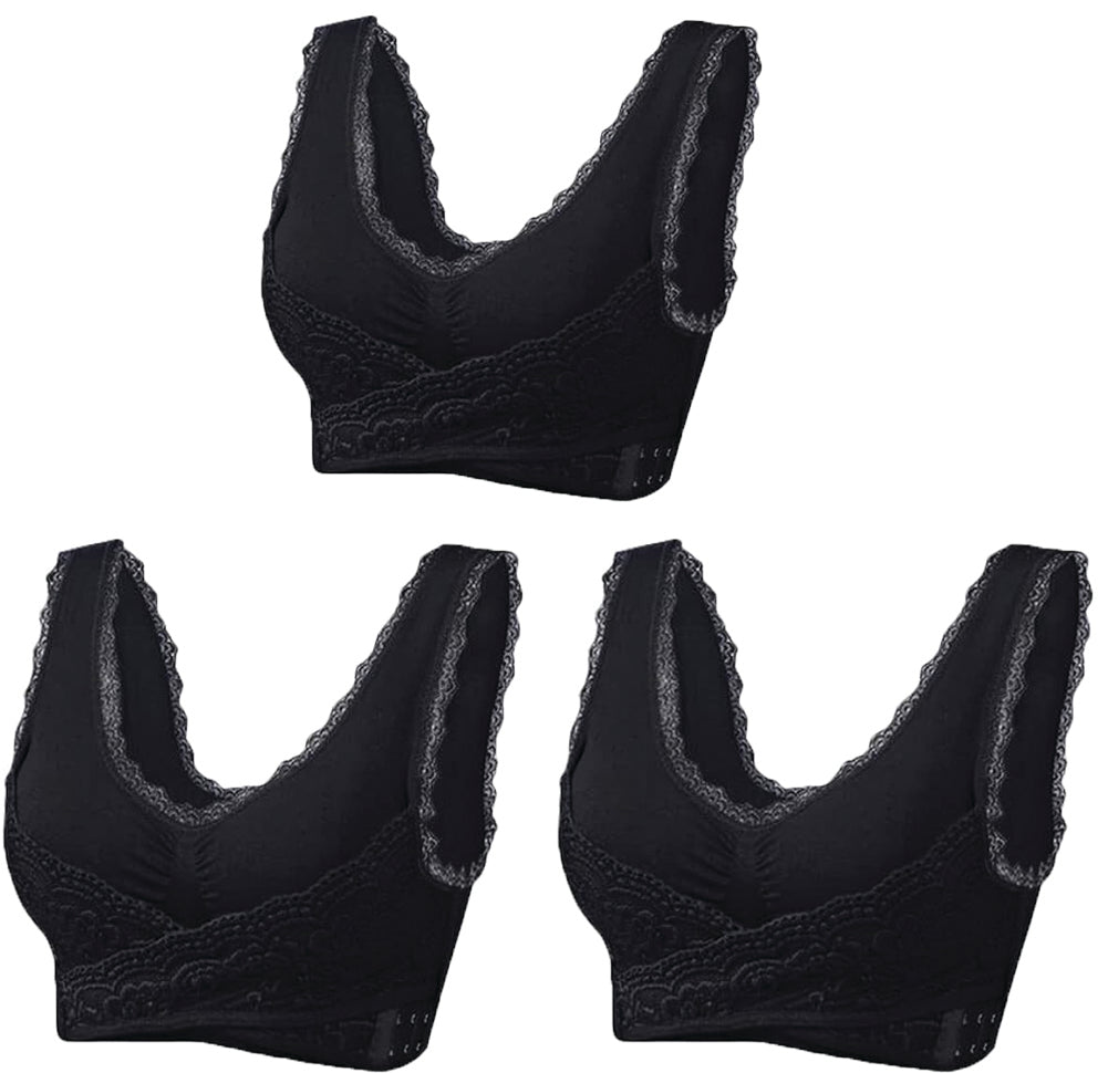 Bra For You® Comfy Corset Adjustable Bra Front Lace Bras-Black