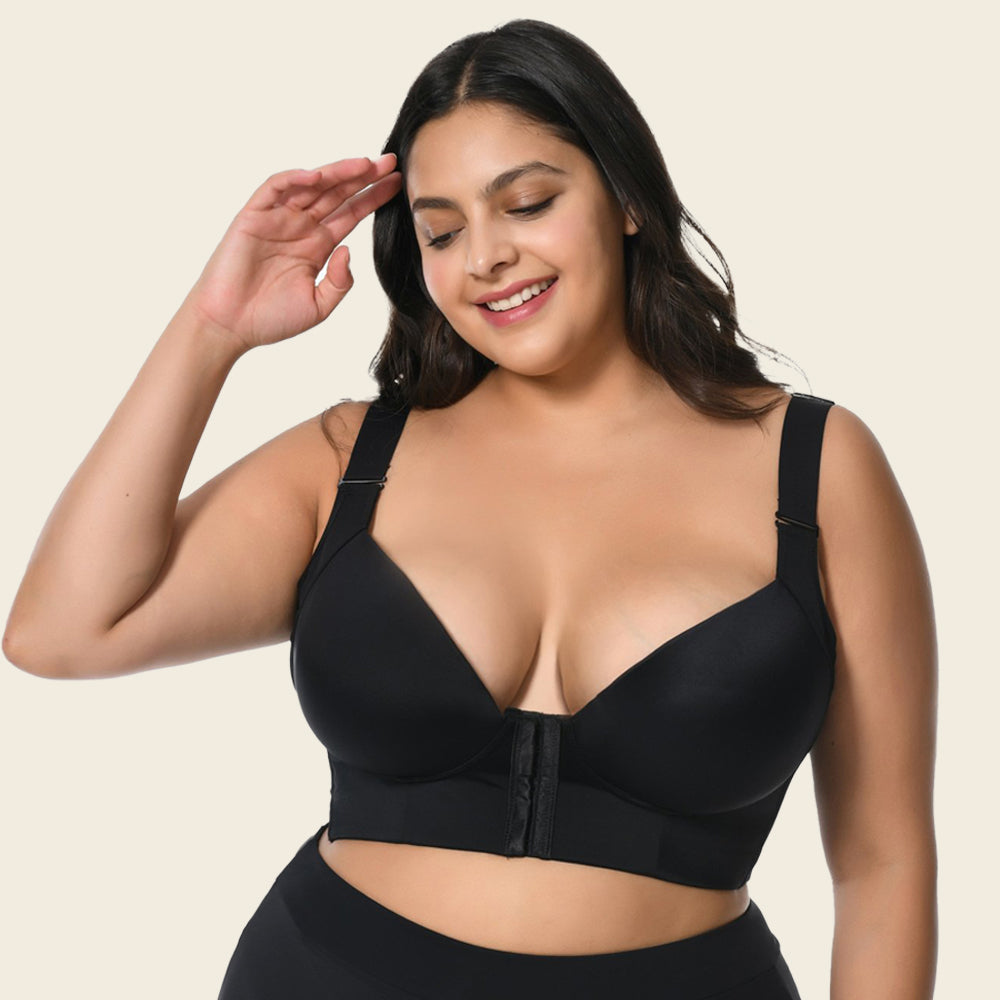 BRA FOR YOU®-FRONT CLOSURE BACK SMOOTHING SUPPORT BRA-BLACK(2 PCS)