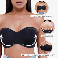 Bra For You®Full Support Non-Slip Convertible Bandeau Bra-Black