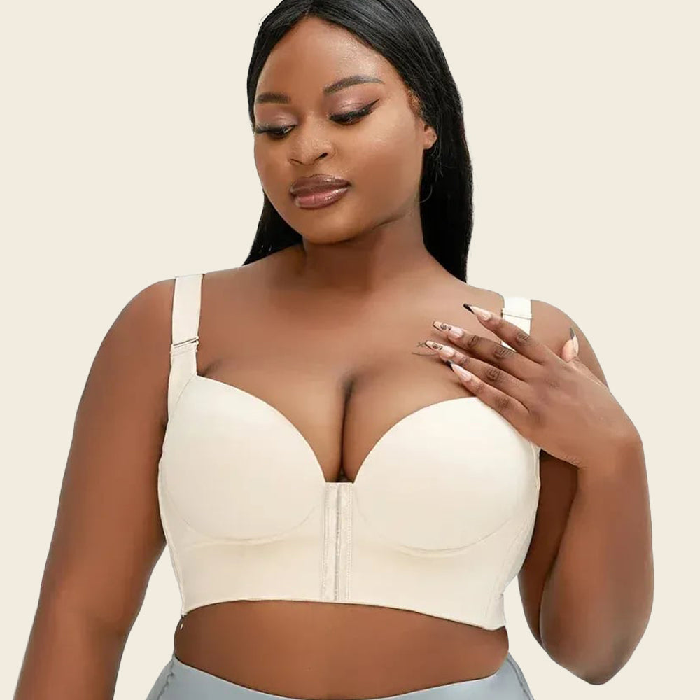 BRA FOR YOU®-FRONT CLOSURE BACK SMOOTHING SUPPORT BRA-NUDE(2 PCS)