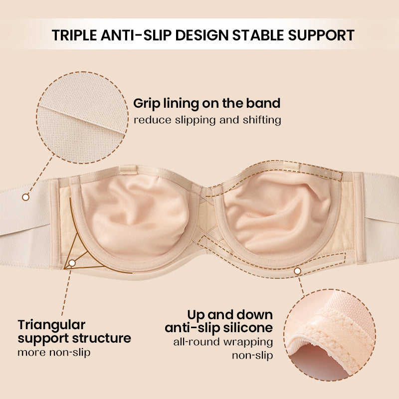 Bra For You®Full Support Non-Slip Convertible Bandeau Bra -Nude