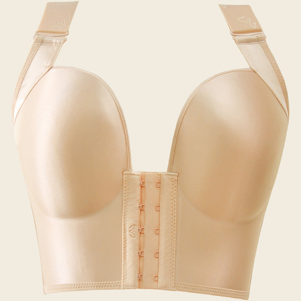BRA FOR YOU®-FRONT CLOSURE BACK SMOOTHING SUPPORT BRA-BLACK+NUDE