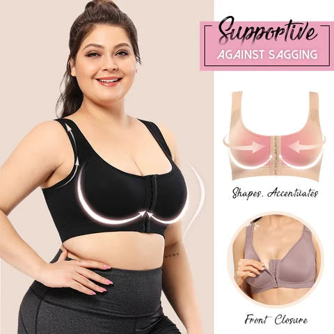 BRA FOR YOU® BRA-FRONT CLOSURE POSTURE WIRELESS BACK SUPPORT FULL COVERAGE BRA (BUY 1 GET 2 FREE)-BEIGE+WHITE+BLACK
