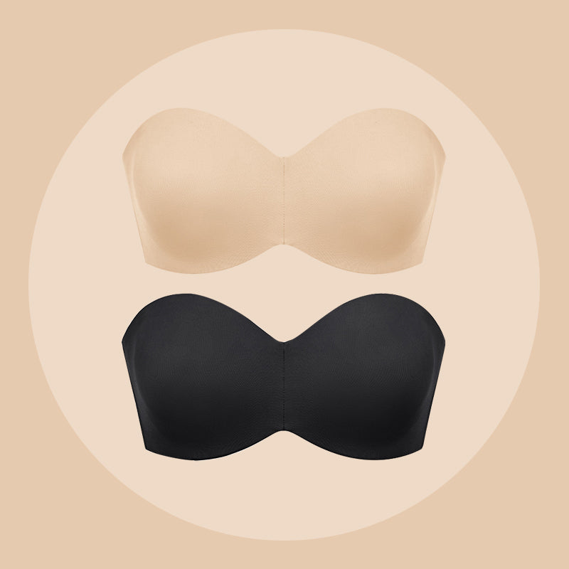 BraForYou® Full Support Non-Slip Convertible Bandeau Bra-Black+Nude